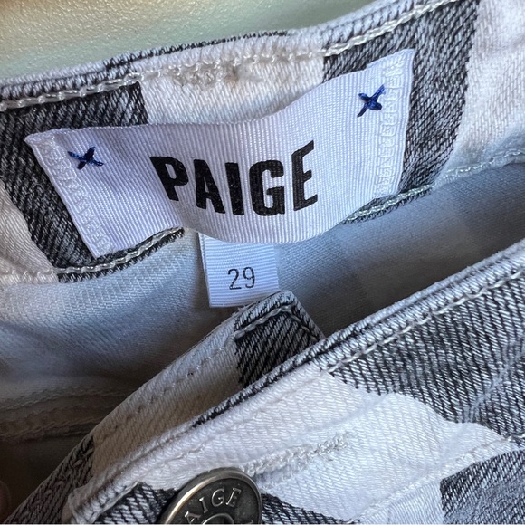 PAIGE Nellie Culotte High-Rise Wide-Leg Vertical Stripe Jeans in gray/White 29 - Picture 5 of 5